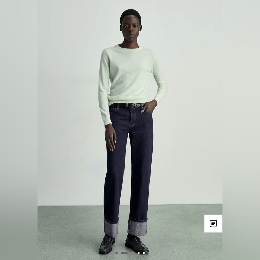 Mango mid-rise Rinse wash Straight-leg jeans with cuffs